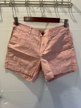 Old Navy Pink Daisy Embroidered Jean Shorts